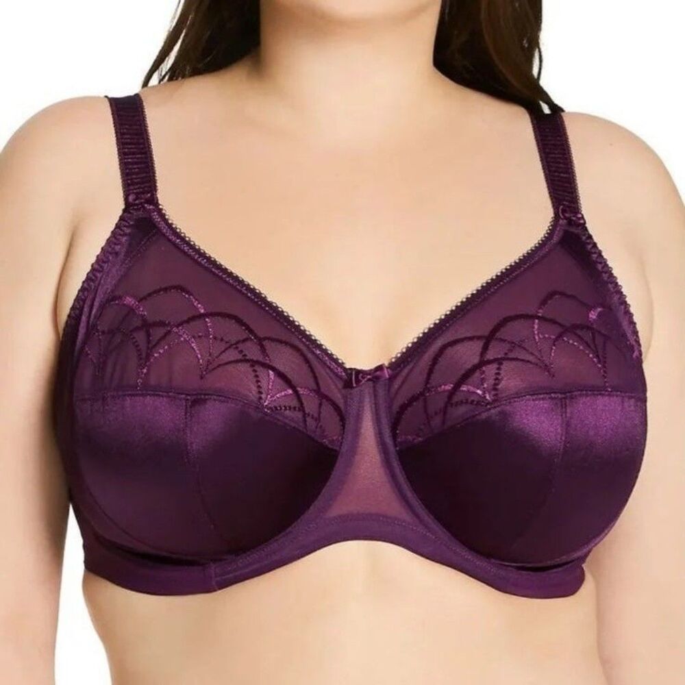 Elomi Cate Plum Purple plus size bra US 34K 34DDD Underwire Full Cup Banded Bra